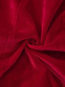 SHEIN Unity 女式合身优雅褶饰袖不对称天鹅绒上衣 - 酒紅色 - 查看 6