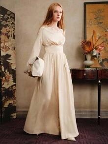 Aveloria Ensemble 2 pièces femme, Top tricoté épaules dénudées à taille cintrée, style vintage chic et élégant pour le travail. Style rétro, automne. Tenue de professeur, Top beige avec jupe