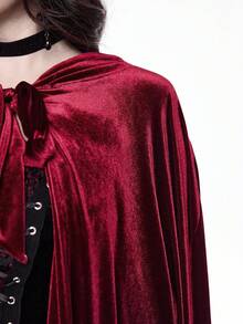 ROMWE Goth Gothic Vintage Dark Red Oversized Hat & Mysterious Cape, Suitable For Halloween