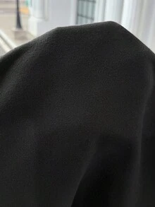 Chiquease Best-Selling French Retro Coat: Black Short Tweed Coat With White Contrast Trim, Standing Collar, Double-Breasted Buttons, Raglan Sleeves And Faux Pockets. Slim And Elegant, It's Perfect For The Office And Suitable For Various Occasions. A Versatile And Stylish Outerwear For Women In Autumn And Winter. - Black - View 8