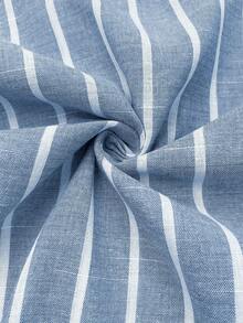 Franclia 天蓝色竹条纹梭织休闲松紧腰女士春秋裤 - 藍白色 - 查看 5