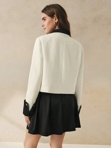 Cévolie Women's Elegant French Style Trim Blazer And Pencil Skirt 2 Pieces Set, Suitable For Commuting - Multicolor - View 2