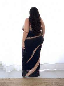 Pretty and Ole 大码女式扎染印花无袖褶皱修身中长连衣裙，夏季长款女装