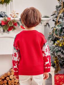 Jeune garçon col rond pull casual imprimé tout-sur-tout, pour Noël