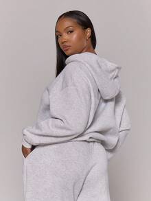 MUSERA Sudadera con capucha con parche de logo talla grande, básica casual y cómoda para la primavera - Gris Claro - Ver 4