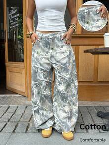 SHEIN Plus Size Casual Camouflage Print Wide Leg Pants Loose Pants For Women Camo Cargo Pants Women,Fall /Autumn/Winter,Christmas,New Year,Thanksgiving,Party,Wedding,Beach,Elegant,Casual,Going Out,Date,Appointment,Commute - Multicolor - View 1