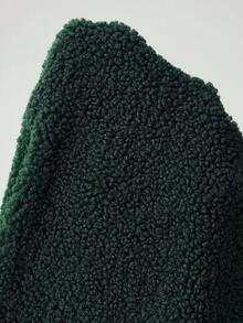 Bohemela Autumn/Winter Women's Vintage Women's Casual Loose Green Colorblock Patchwork High Neck Half Button Up Teddy Sweatshirt, Western Country Style Concert Vacation, Suitable For Vacation & Daily Wear & Back To School, Halloween , Christmas - Multicolor - View 9