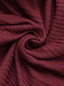 SHEIN Đầm suông dài tay cổ vuông thiết kế nút màu trơn cho bà bầu - Màu Đỏ Sâu - Xem 6