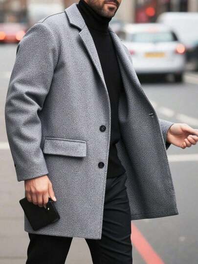 SHEIN Teenage Boys' Basic Casual Cardigan Formal Suit Jacket Coat, All-Match Versatile Outerwear Suitable For Commuting, School, Daily Casual, Travel, Outdoor Party, Sports, Fall Autumn And Winter Clothes Teenager Coat Casual Coat