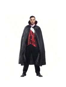 Halloween Men's Noble Vampire  Suit, Cloaked Vampire Death Costume, Including Cloak And Clothes - Black - View 9