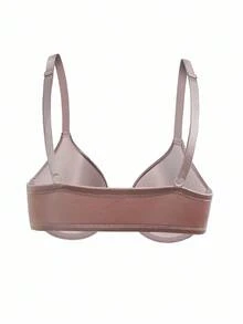 SHEIN 前开合亮面面料增强型胸罩 - 紫色 - 查看 5