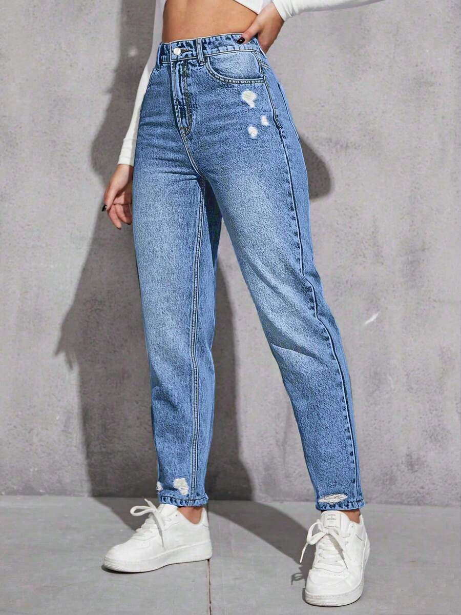 Flexra Jeans de pierna entallada lavados y desgastados de manera casual - Multicolor - Ver 1