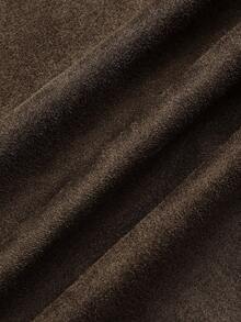 Lyrianda Plus Size Suede Pleated Asymmetric Zipper Decor Minimalist Commuter Short Skirt, Autumn/Winter - Brown - View 5