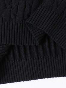 SHEIN Einfarbiger minimalistischer Langarm-Pullover für Kleine Jungen für den Alltag im Herbst/Winter - Schwarz - Übersicht 5