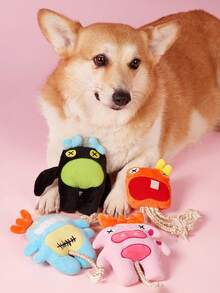 PETSIN 1 件绳索小海怪毛绒宠物声音玩具 - 耐用互动狗玩具，可咀嚼和咬