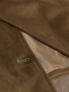 Aveloria Modichic 女士秋冬新款加厚绒面抓绒翻领风衣短款外套 - 墨綠色 - 查看 7