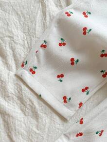 Vintaside Kids 女婴两件套包括红色圆领长袖上衣和白色工装裤，适合春秋季节。 - 紅色 - 查看 5