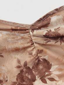 SHEIN MOD 棕色扎染花卉印花背心鱼尾裙两件套，舞会套装，邮轮女装，衣服，90年代服装，秋季套装，韩式时尚，伴娘套装，晚装，生日女装，返校节，荷叶边套装，文艺复兴 - 彩色 - 查看 3