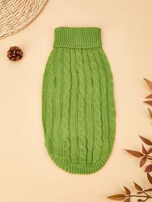 PETSIN 1 Piece Of Green Short Autumn And Winter Thick Knitted Windproof Warm Casual Pet Sweater - Green - View 5