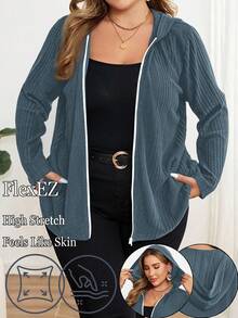 EMERY ROSE 大码纯色休闲连帽秋季夹克