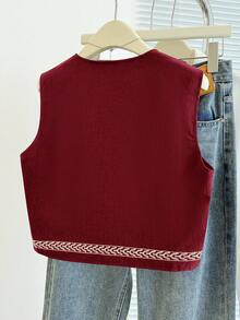 Breezaya Women's Floral Embroidered Casual Versatile Sleeveless Lightweight Jacket