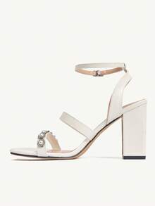 CUCCOO CHICEST Women's Elegant Faux Pearl Sexy High Heel Sandals, Summer Valentine's Day - White - View 4
