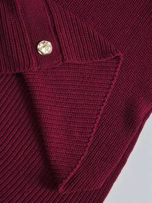 Ontre Áo len Poncho len pha nút màu trơn đơn giản dành cho nữ, Thu/Đông - Màu Đỏ Sâu - Xem 8