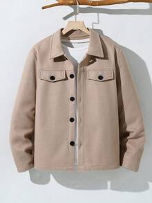 1pc Teen Boy Turndown Collar Long Sleeve Jacket, Suitable For Daily Commute, Autumn/Winter