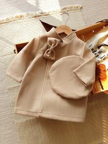 Vintaside Kids Bộ quần áo len cardigan dài tay họa tiết lạc đà thanh lịch cho bé gái, trang trí nơ, cổ điển ngọt ngào, ôm vừa vặn, thích hợp cho các buổi đi chơi, chụp ảnh, ngày nghỉ, ngày lễ, tiệc tùng - Màu be - Xem 3