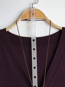 Linhara Plus Size Women Solid Color Knitted V-Neck Button Sleeveless Casual Pullover Vest, Spring/Autumn - Red Violet - View 4