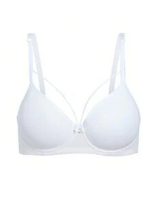 DesireSculpt 1 Stück Damen Weißer Drahtloser Bequemer Stützender Nicht-Durchhängender BH