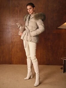 MOTF PREMIUM CAPPOTTO INVERNALE CON CAPPUCCIO E BORDO IN PELLICCIA A CONTRASTO - Caffè Marrone - Visualizzare 6