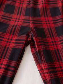 2 件经典格子印花青少年男孩睡裤，舒适休闲裤