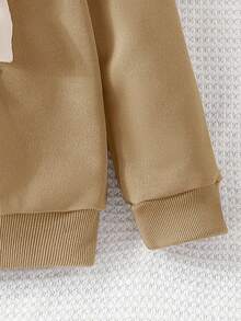 Girls Cute Bow Flower Decor Round Neck Sweatshirt, Casual Spring/Autumn Fall Winter - Khaki - View 5