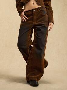 Easelle Vintage Nomadic Bohemian Y2K Washed Loose Leg Women Pants Cowgirl Pants Brown Pants For Women Wide Leg Pants Western Pants Cowboy Pants - Multicolor - View 1