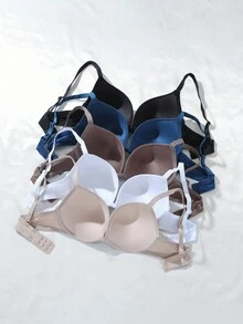 SHEIN 5 件套女士休闲柔软舒适钢圈文胸，百搭百搭风格 - 彩色 - 查看 2