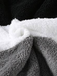 2pcs Tween Boy Casual Reversible Fleece Patchwork Contrast Color Hoodie And Pants Set - Grey - View 4