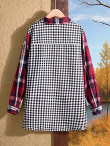 Rusticease Camisa Casual de Manga Longa Xadrez Plus Size, Camisa Xadrez de Outono para Mulheres, Estilo Country para Mulheres, Concerto Country para Mulheres, Natal Country Style Aconchegante de Outono e Inverno para Mulheres, Festa de Natal