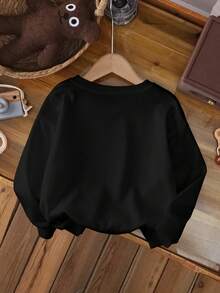 Teen Titans Go X SHEIN Tween Boy Letter & Cartoon Figure Graphic Crew Neck Long Sleeve Sweatshirt