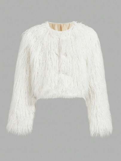 FeverCity 男士休闲纯色仿皮草短款夹克，秋冬