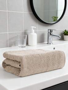 SHEIN 速干浴巾套装 - 100% 纯棉卡其色和简约条纹图案，26.92x53.84 英寸大号沙滩巾（适合游泳者和成人）+ 13.07x28.84 英寸面巾/手巾。超强吸水，防褪色，柔软 - 非常适合健身房、旅行、SPA、酒店、沙龙、节日礼物，四季皆宜。