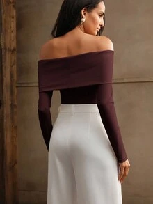 Anewsta 高級辣妹性感露肩打結式女款比基尼套裝女裝海灘連身泳衣夏季度假連身泳衣 - 酒紅色 - 查看 5