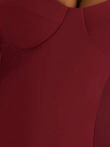 Vowa Gaun Bodycon Satin Rajut Cokelat Elegan dengan Bahu Terbuka dan Leher V Bermotif Bunga di Bagian Bawah, Cocok untuk Kencan, Liburan, Ulang Tahun, Pernikahan, dan Pesta Koktail. - Burgundy - View 8