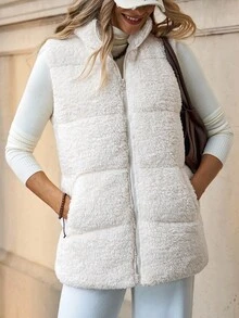 Solivie Women's Casual Solid Color Vest Jacket, Autumn/Winter