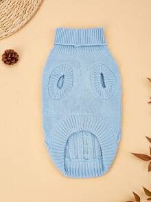 PETSIN 1 Suéter casual para mascotas de punto grueso, resistente al viento y cálido de color azul claro para otoño-invierno - Gris Claro - Ver 6