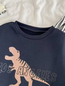 Loomiva 2件套小男孩卡通动物印花柔软针织圆领长袖套头衫和松紧腰裤 - 彩色 - 查看 6