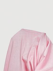 SHEIN MOD Solid Color Asymmetrical Neckline Pink Dress, Twist Front And Slit Hem - Baby Pink - View 5