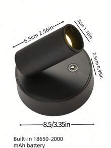 1/2pcs ABS/铝合金材质 遥控无线USB充电 持久耐用（内置18650-2000mAh超大容量电池）壁灯 无级三色触摸调光（带独立开关） 350°旋转 90°倾斜 无线磁吸床头阅读灯，适用于装饰画照明、树照明、展厅装饰