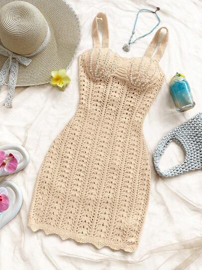 Soleia Vestido mini de punto con textura de tela con conchas marinas para mujer, atuendo sexy para fiesta, cita, playa y vacaciones de verano, adecuado para citas, tardes de té, temporada de bodas, cruceros de playa, viajes a la ciudad, vacaciones bohemias, festivales de música