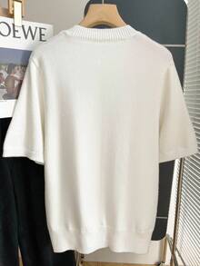 INAWLY 男士常规版型宽松针织短袖圆领上衣，秋季款 - 白色 - 查看 2